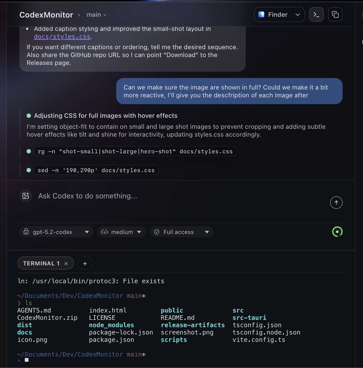 Beautiful chat interface and integrated terminal
